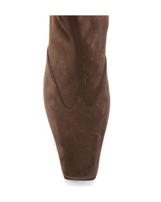 Khaite Brown Square-Toe Ankle Boots