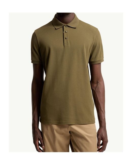 Moncler Green Logo Cotton Piquet Polo Shirt for men