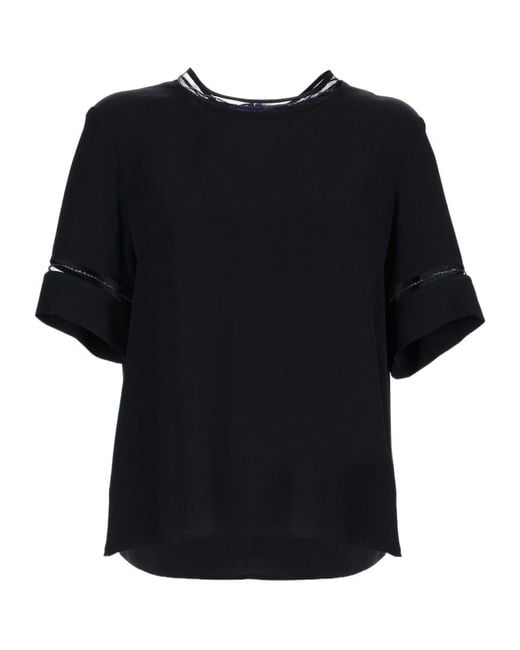 Fabiana Filippi Black Short Sleeved Embellished Detail T-Shirt