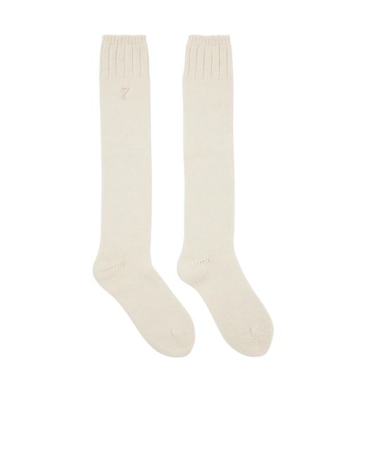 AMI White Logo Knitted Socks for men