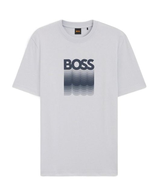 Boss White Logo-Graphic T-Shirt for men