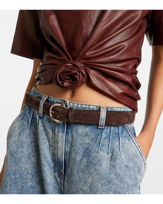 Magda Butrym Brown Cropped Leather Top
