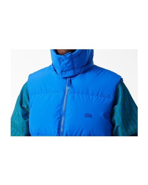 Lacoste Blue Quilted Hooded Vest for men