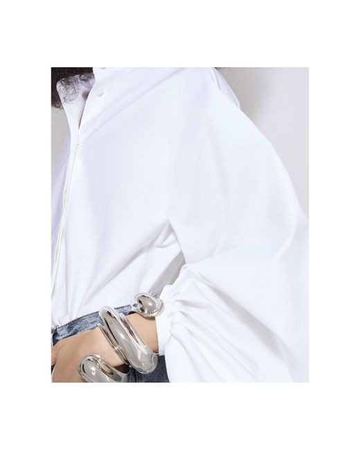 Alaïa White Poplin Shirt With Balloon Sleeves