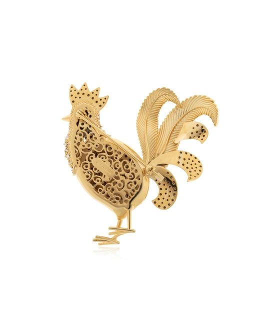 Dolce & Gabbana White Sartoria Rooster Brooch for men