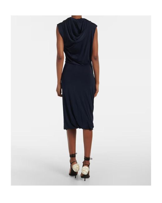 Magda Butrym Blue Hooded Jersey Midi Dress