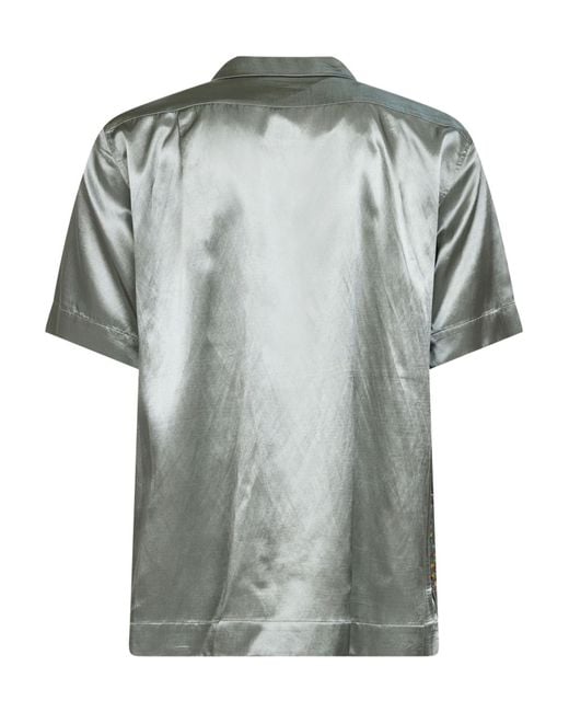 Dries Van Noten Gray Sequin Embellished Bowling Shirt for men
