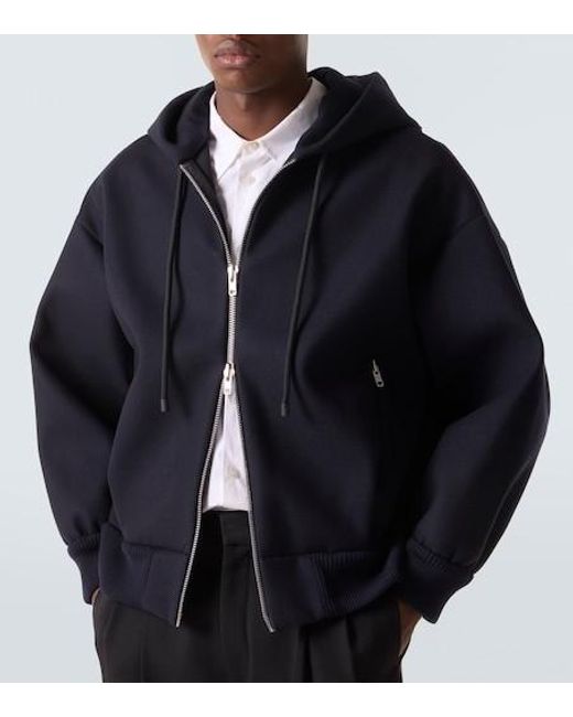Simone Rocha Blue Embellished Wool-Blend Hoodie for men