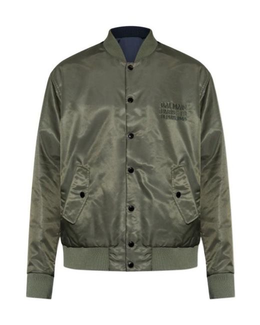 Balmain Green Reversible Logo Bomber Jacket for men