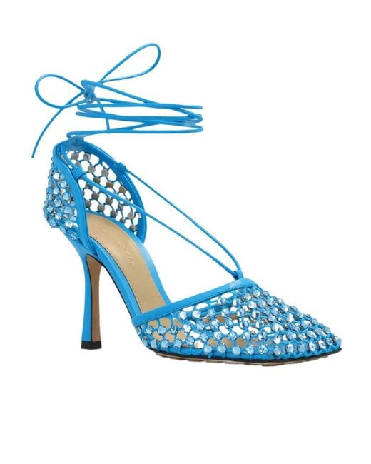 Bottega Veneta Blue Sparkle Stretch Sandals