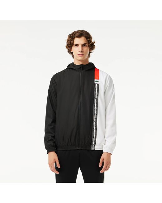 Lacoste Black Cotton Hooded Jacket for men