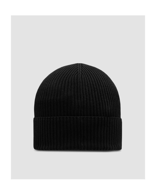 Moncler Black Logo Patch Knitted Beanie for men
