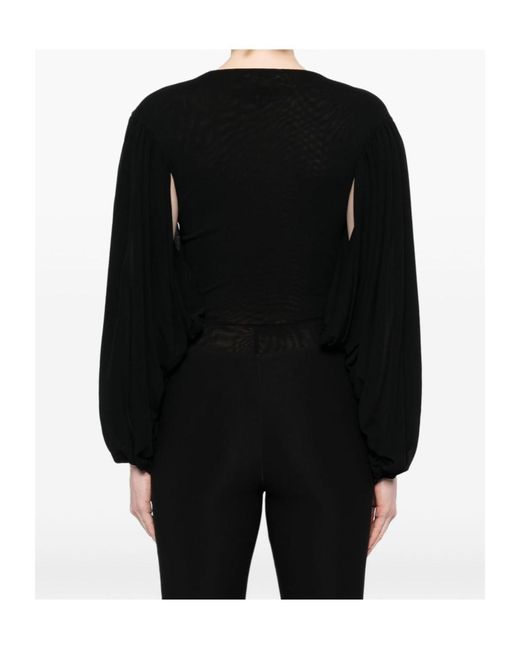 Philosophy Di Lorenzo Serafini Black Puff Sleeve Tulle Bodysuit