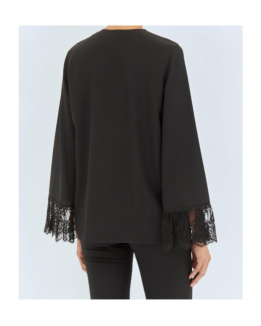 Chloé Black Crepe-De-Chine Collarless Blouse