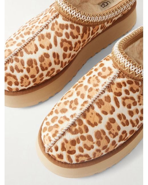 Ugg Brown Leopard-Print Cow Hair Slip-Ons