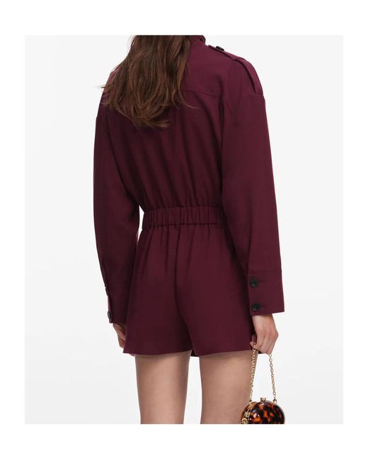 Self-Portrait Purple Tie-Neck Elasticated-Waist Mini Playsuit