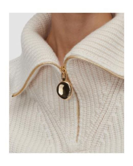 Joseph White Half Zip Knitted Sweater