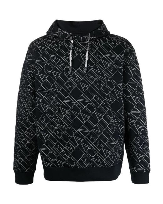 Emporio Armani Gray Logo-Print Hoodie for men