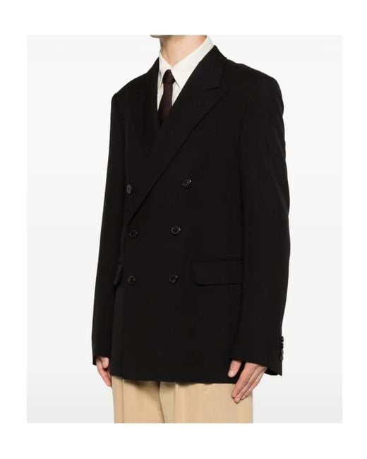 Dries Van Noten Black Double-Breasted Suit Jacket for men