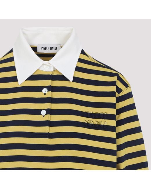 Miu Miu Green Striped Polo Shirt