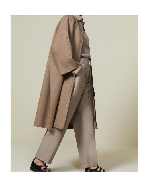 Max Mara Natural Atelier Amour Zip-Up Crewneck Coat
