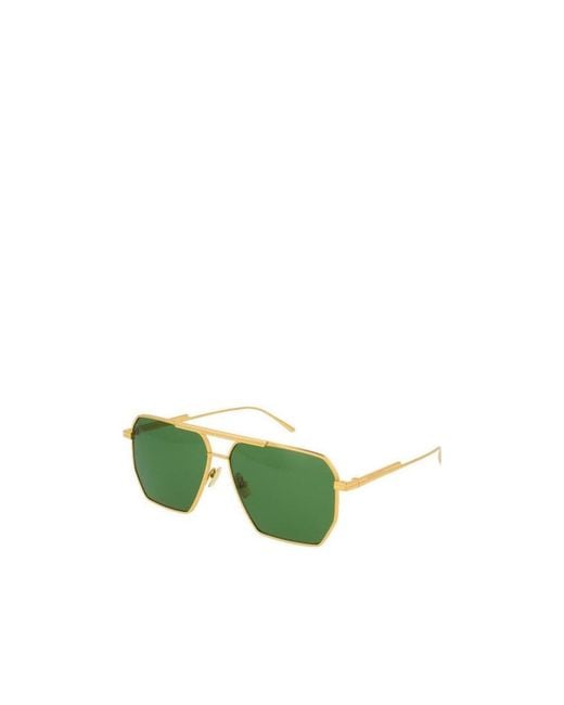 Bottega Veneta Green Eyewear Pilot Frame Sunglasses