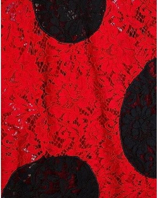 Dolce & Gabbana Red Lace Short-Sleeved Top