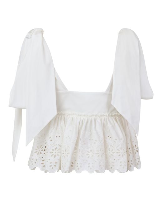 Chloé White Pleated Collar Top