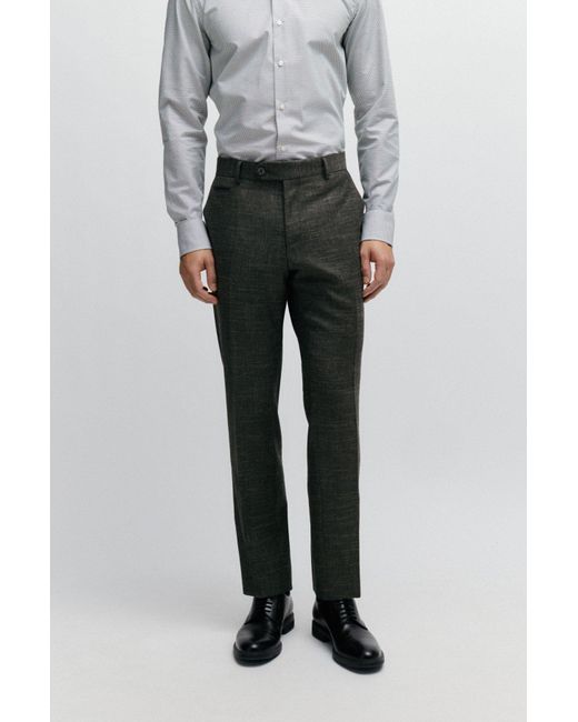 Boss Gray Belt-Loop Casual Pants for men