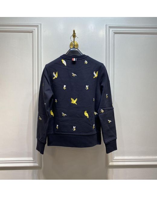 Thom Browne Blue Animal-Embroidered Sweatshirt