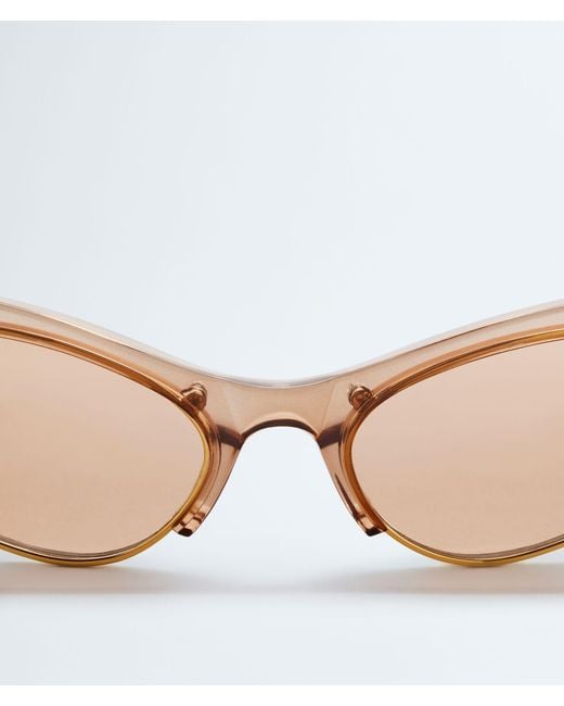 Bottega Veneta Brown Angle Cat Eye Sunglasses for men