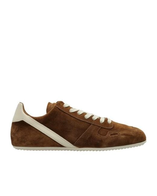 Rick Owens Brown Leather-Trimmed Suede Sneakers
