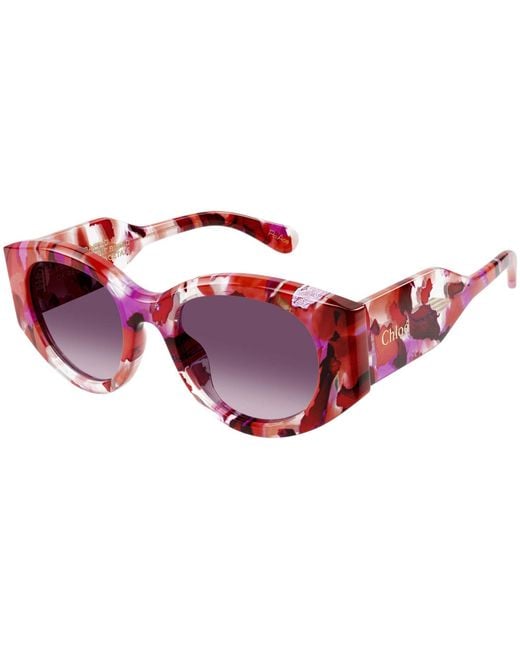 Chloé Red Marble-Pattern Sunglasses