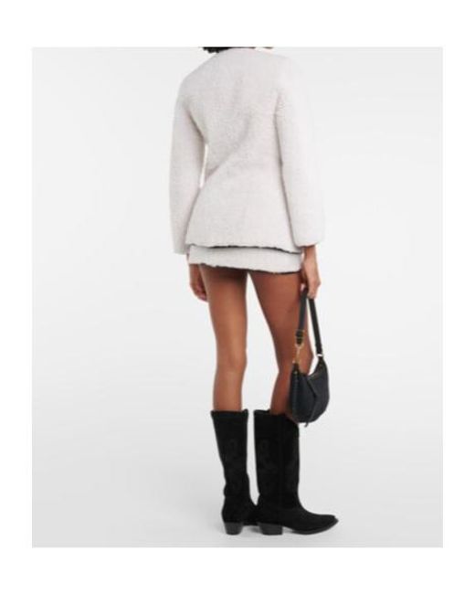 Blancha White Leather-Trimmed Shearling Jacket