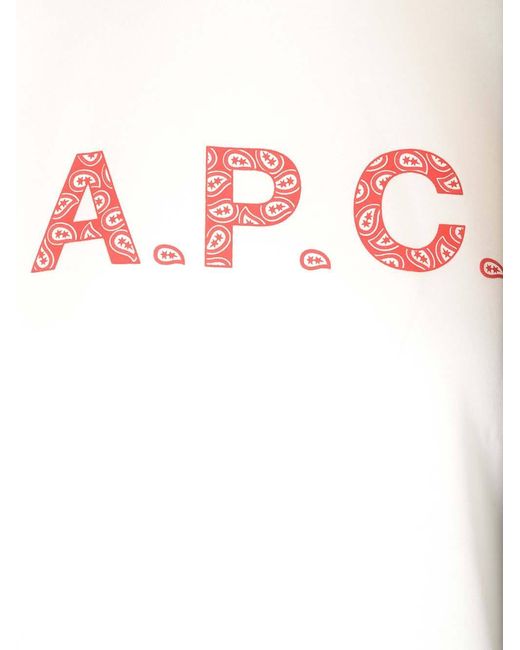 A.P.C. White Logo Printed Crewneck T-Shirt