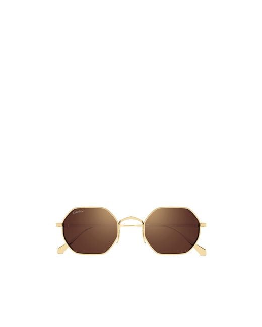 Cartier Brown Geometric Frame Sunglasses for men