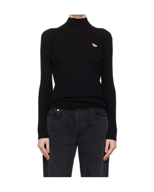 Maison Kitsuné Black Maison Kitsuné Baby Fox Turtleneck Jumper