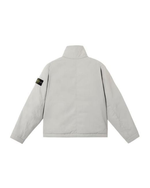 Stone Island White Logo Patch High Neck Jacket for men