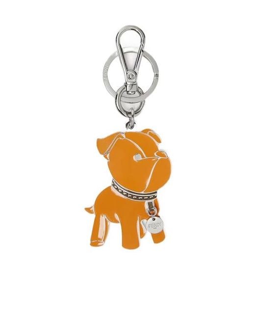 Fendi Metallic Enamel And Palladium-Finish Metal Key Ring for men