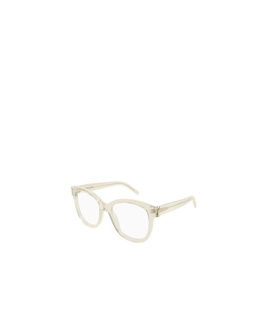 Saint Laurent White Eyewear Square Frame Glasses