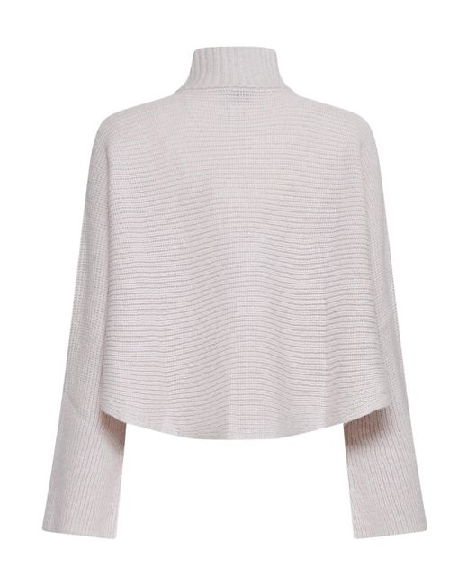 Alysi White Wide-Sleeve Cropped Jumper
