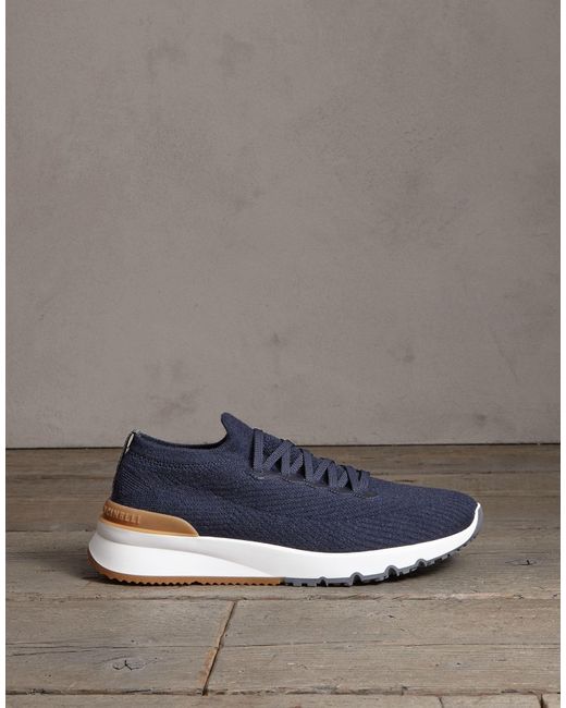 Brunello Cucinelli Blue Knitted Sock Sneakers for men
