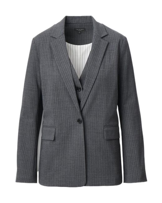 Rag & Bone Gray Striped Combination Suit Jacket