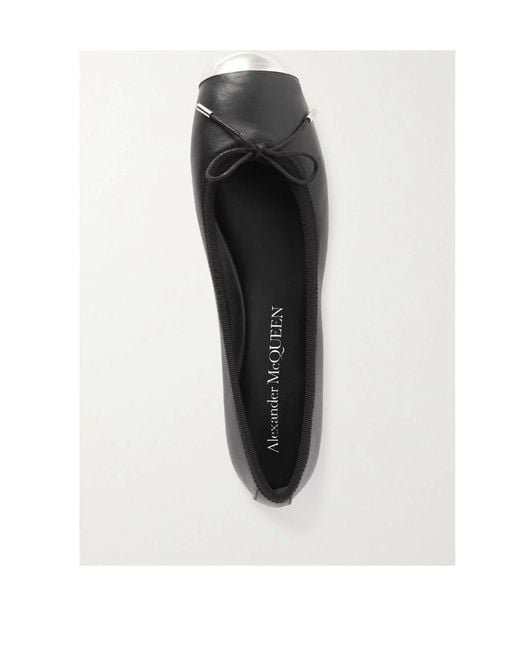 McQueen Black Ballerina Flat Shoes