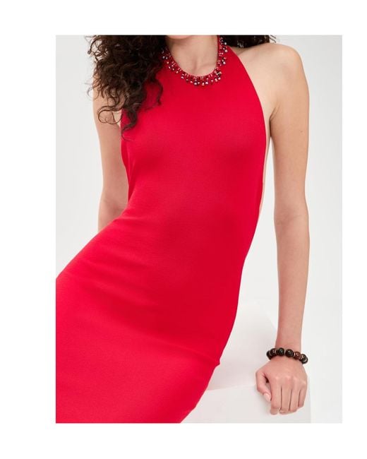Staud Red Backless Dress