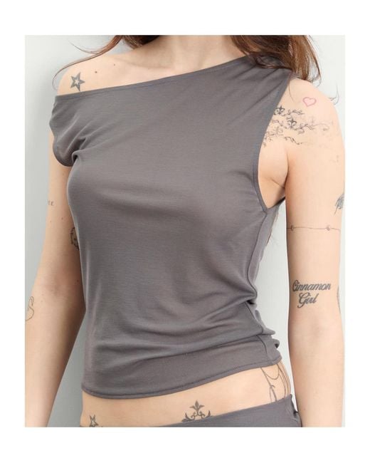 St. Agni Gray Asymmetrical Top
