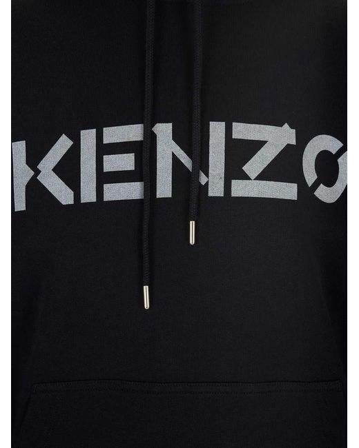 KENZO Blue Logo Print Hooded Sweatshirt for men