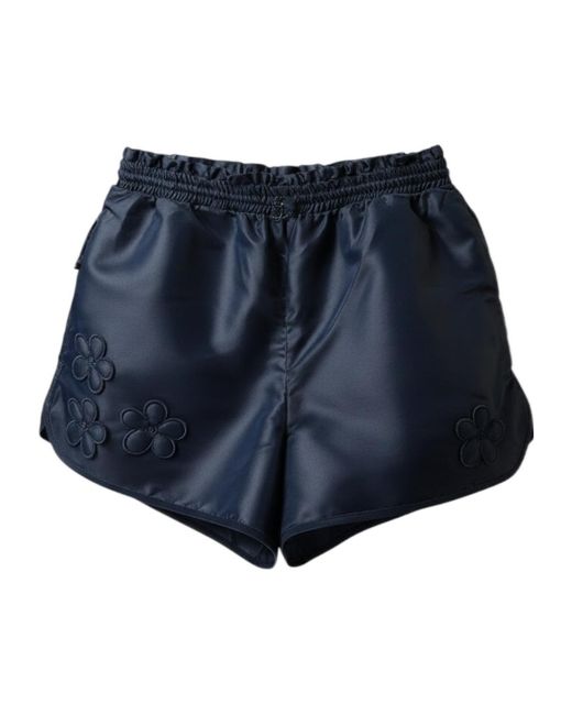 CECILIE BAHNSEN Blue Floral-Embroidery Shorts