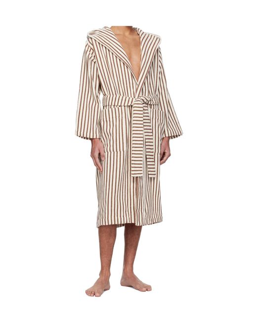 Tekla Natural Striped Pajamas With Lace-Up for men