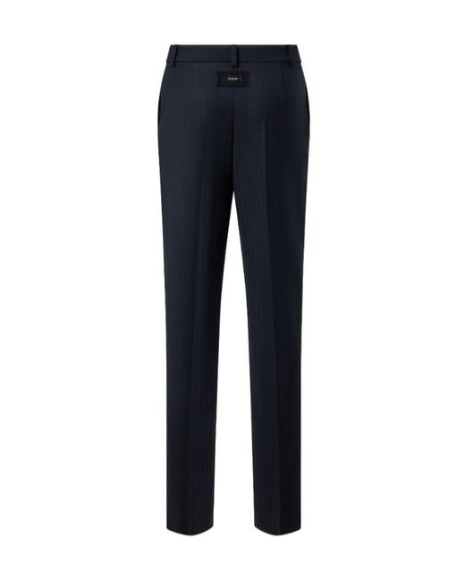 Pinko Blue Stretch Wool-Blend Cigarette Trousers